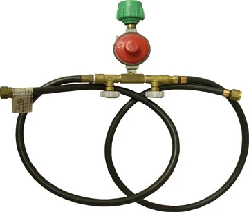 King Kooker Double Hose & Regulator Assembly With Manual Valves 1 King Kooker Double Hose & Regulator Assembly With Manual Valves