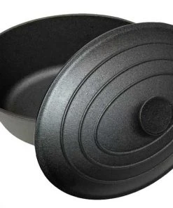 Cajun Classic Oval Seasoned Cast Iron Casserole Pot - 6 Quart