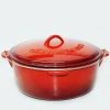 Cajun Classic 2 Qt Enamel Red Dutch Oven Cast Iron Cookware