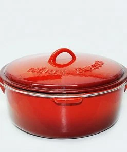 Cajun Classic 2 Qt Enamel Red Dutch Oven Cast Iron Cookware