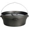 Cajun Classic Seasoned Camp Dutch Oven W/ Biscuit Lid - 6 Qt Cast Iron Cookware