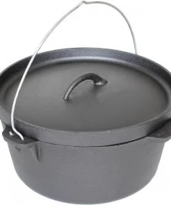 Cajun Classic Seasoned Camp Dutch Oven W/ Biscuit Lid - 16 Qt