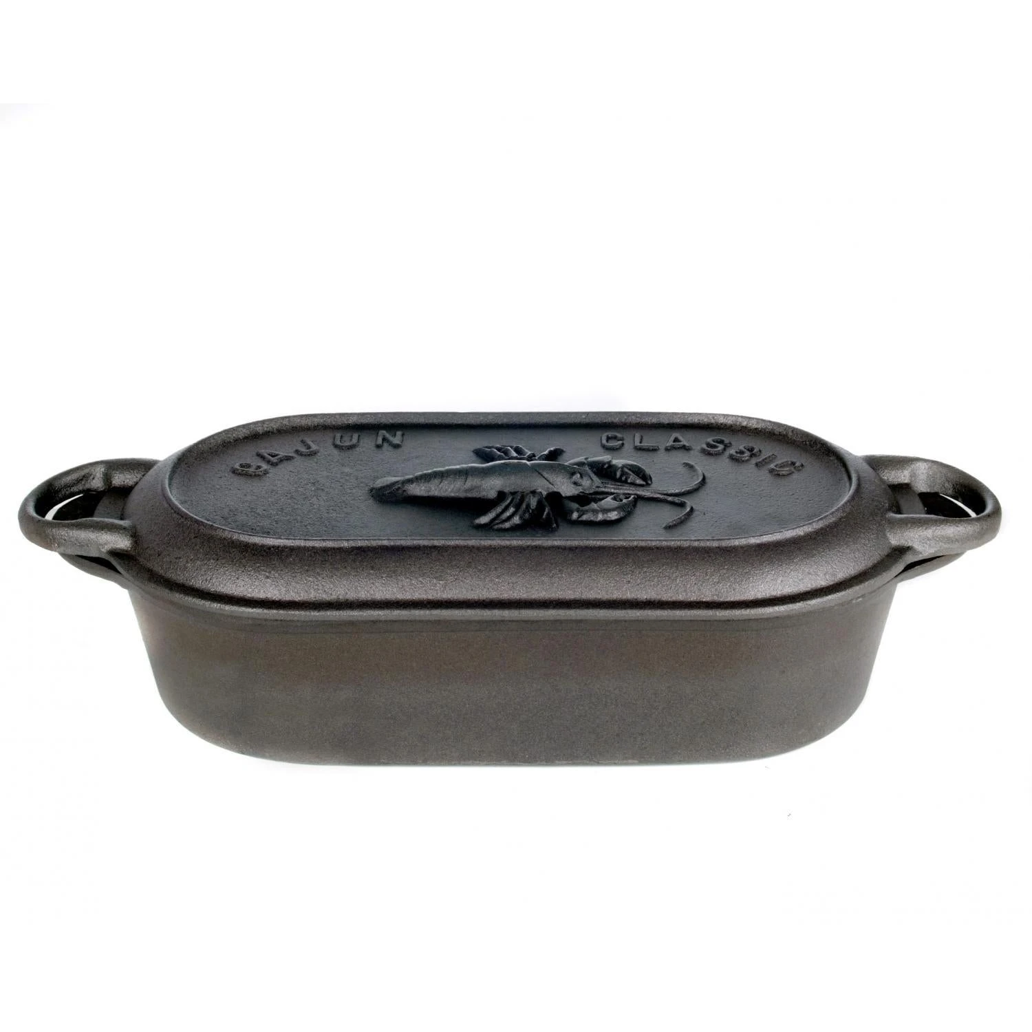 Cajun Classic Cast Iron Cookware Cast Iron Oval Casserole Dish W/ Cast Iron Crawfish Lid 1 Cajun Classic Cast Iron Cookware Cast Iron Oval Casserole Dish W/ Cast Iron Crawfish Lid