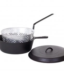 Cast Iron Cookware Cajun Classic Seasoned Large Cast Iron Chicken Fryer