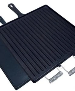 King Kooker Cast Iron Cookware Two Sided Square Pre-Seasoned Cast Iron Griddle