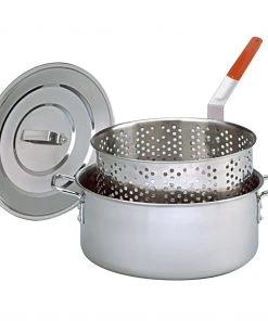 King Kooker 10 Quart Stainless Steel Fry Pan With Basket And Lid Fish Fryers