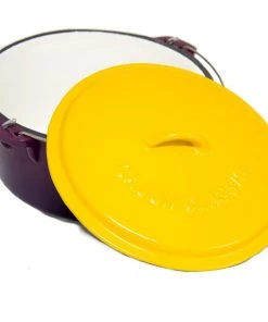Cajun Classic Cast Iron Cookware Enamel Coated Purple & Gold Dutch Oven - 6 Quart