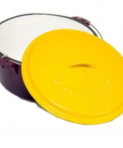 Cajun Classic Cast Iron Cookware Enamel Coated Purple & Gold Dutch Oven - 12 Quart