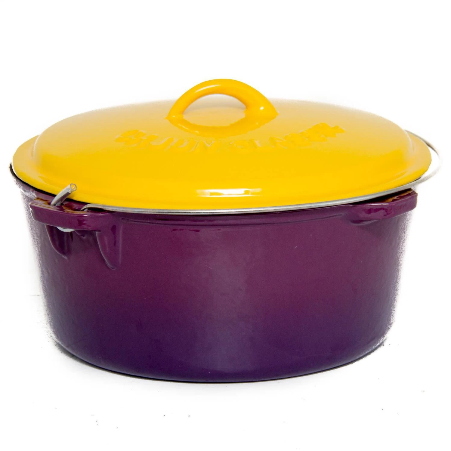 Cajun Classic Cast Iron Cookware Enamel Coated Purple & Gold Dutch Oven - 12 Quart 1 Cajun Classic Cast Iron Cookware Enamel Coated Purple & Gold Dutch Oven - 12 Quart