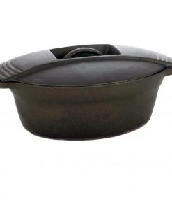 Cast Iron Cookware Cajun Classic Oval Seasoned Cast Iron Casserole Pot - 4 Quart